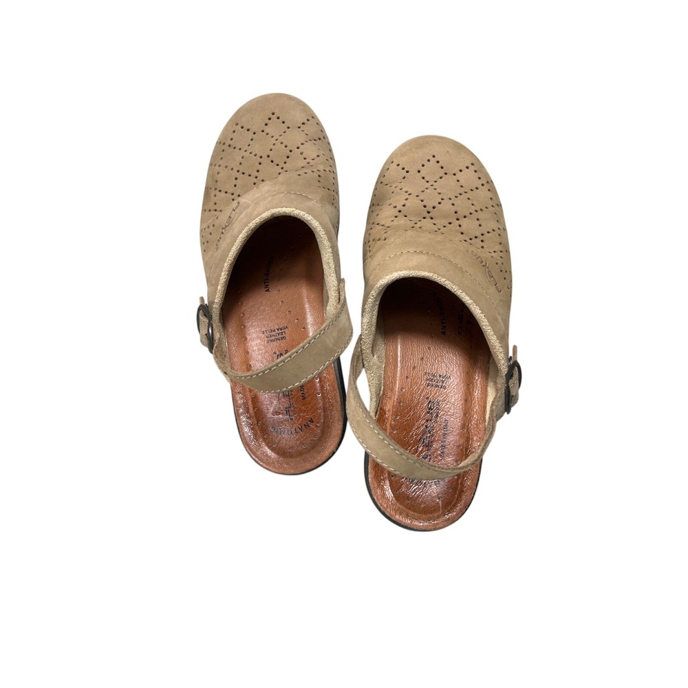 Flexus by Spring Step Made in Italy Leather Slingback Clogs EU 38 US 7.5 Beige